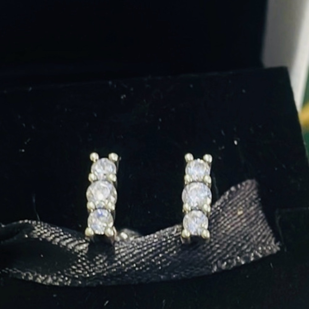 Pandora Silver 3 CZ Bar Earrings
